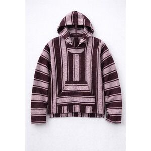 Sunspecs Baja Hoodie XL Burgundy Stripe Mexican Blanket Kangaroo